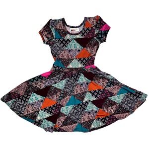 Dot Smile Toddler Girl 3 4 Cap Sleeve Patchwork Dress Twirl NWT Maroon